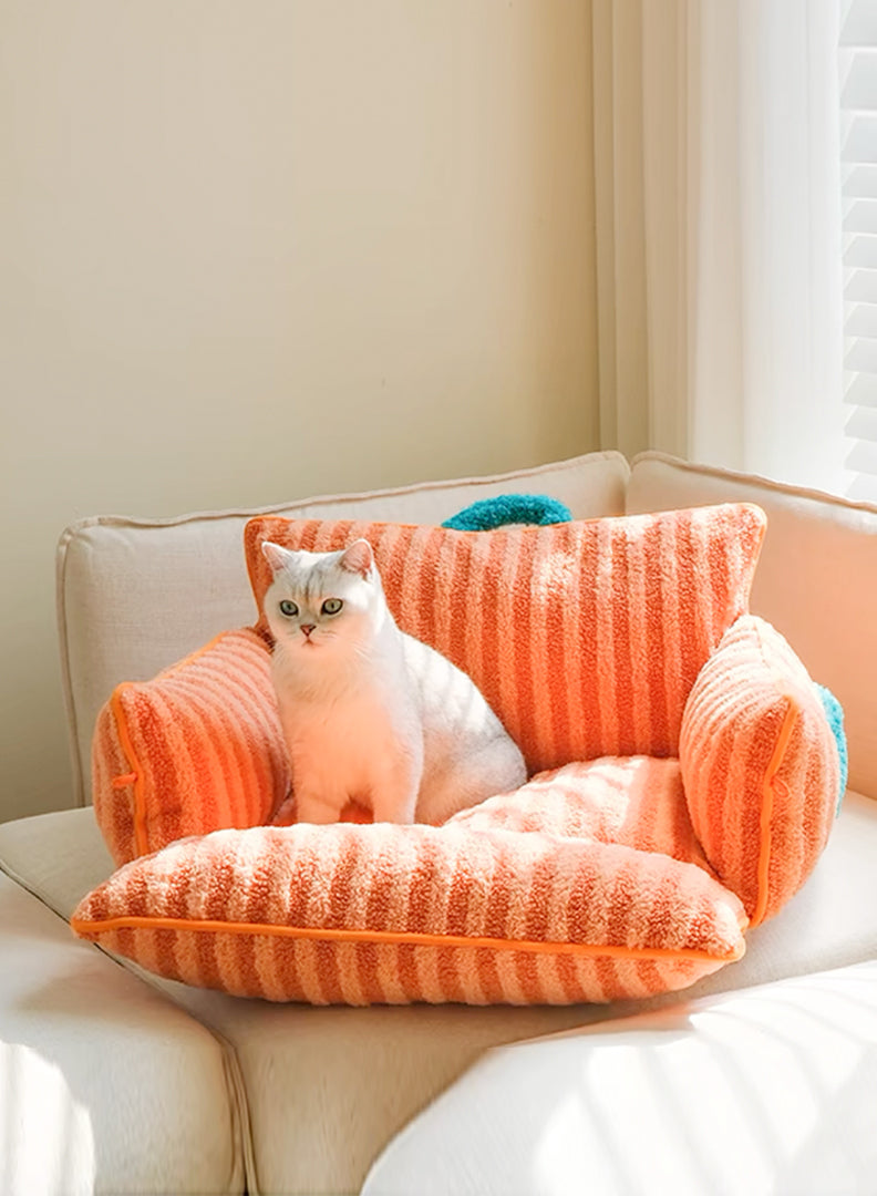 Striped soft plush sofa