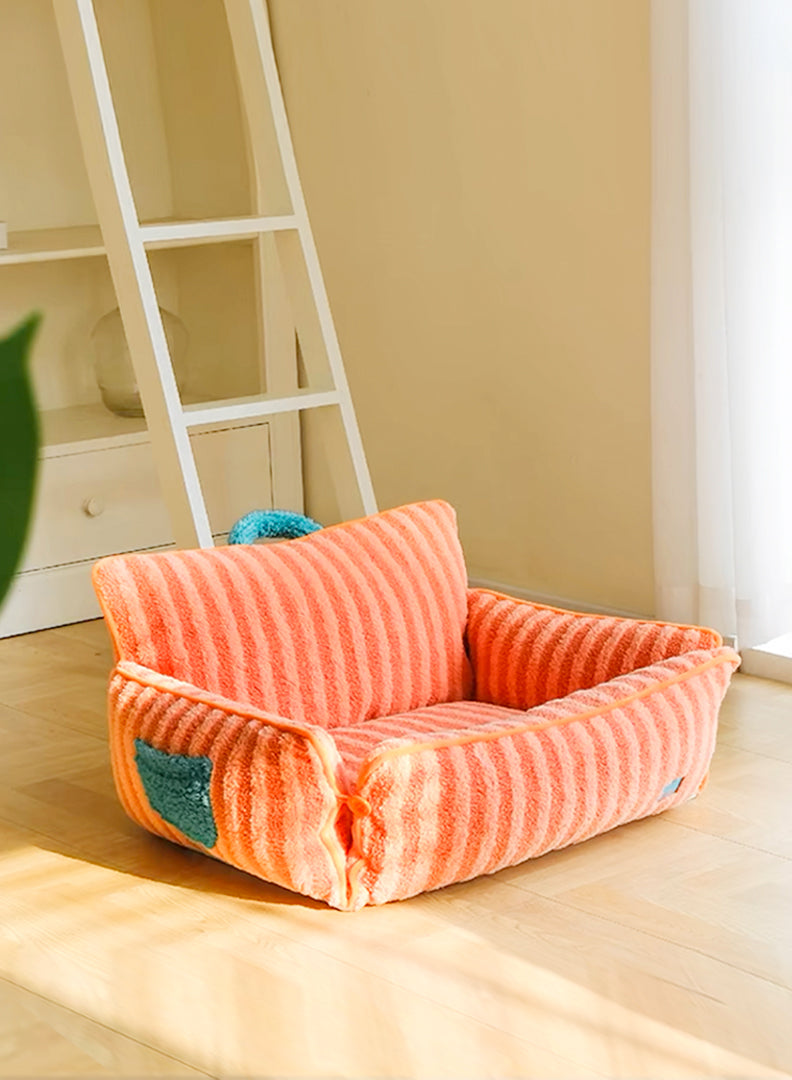 Striped soft plush sofa